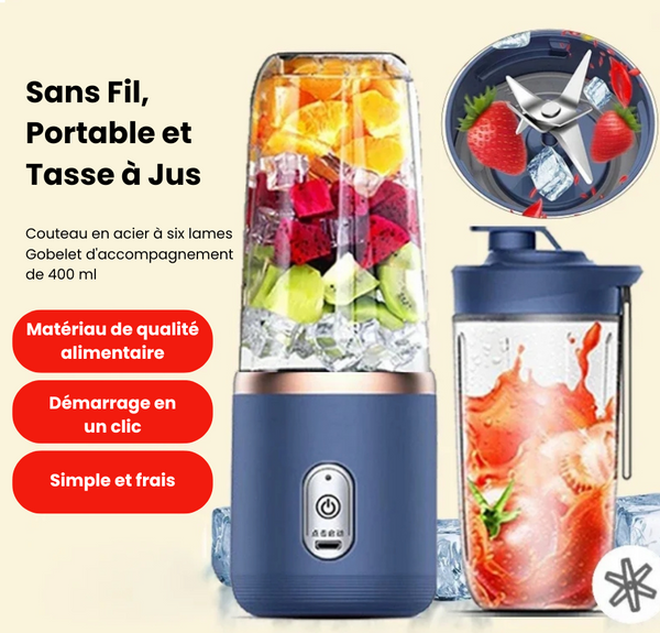 Le Mini Mixeur Qui Vous Suit Partout, pour des Boissons Fraîches et Saines en Toute Simplicité.